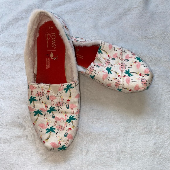 Toms Shoes - Toms Christmas Flamingo Flats with Fur Lining